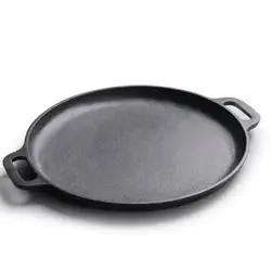 Cast Iron Skillet Pan Pancake Pizza Pan Thickened Oyster Raw Steak Pork Chicken Vegetables Cooking Pot Kitchen Outdoor BBQ Grill