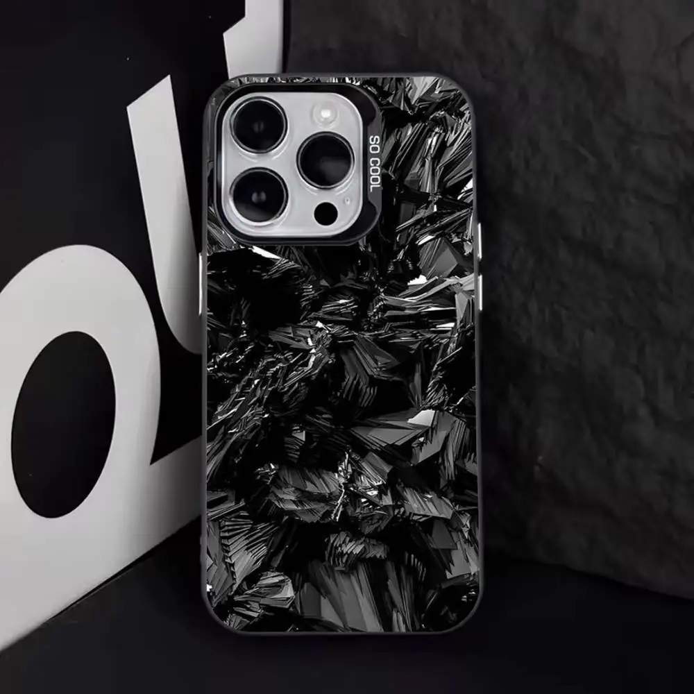 Funda de teléfono con pintura de patrón de fibra de carbono para iPhone 16,15,14,13,12,11,8,7,Pro,Max,Plus,Mini,XS,SE, anticaída, negro, mate y duro