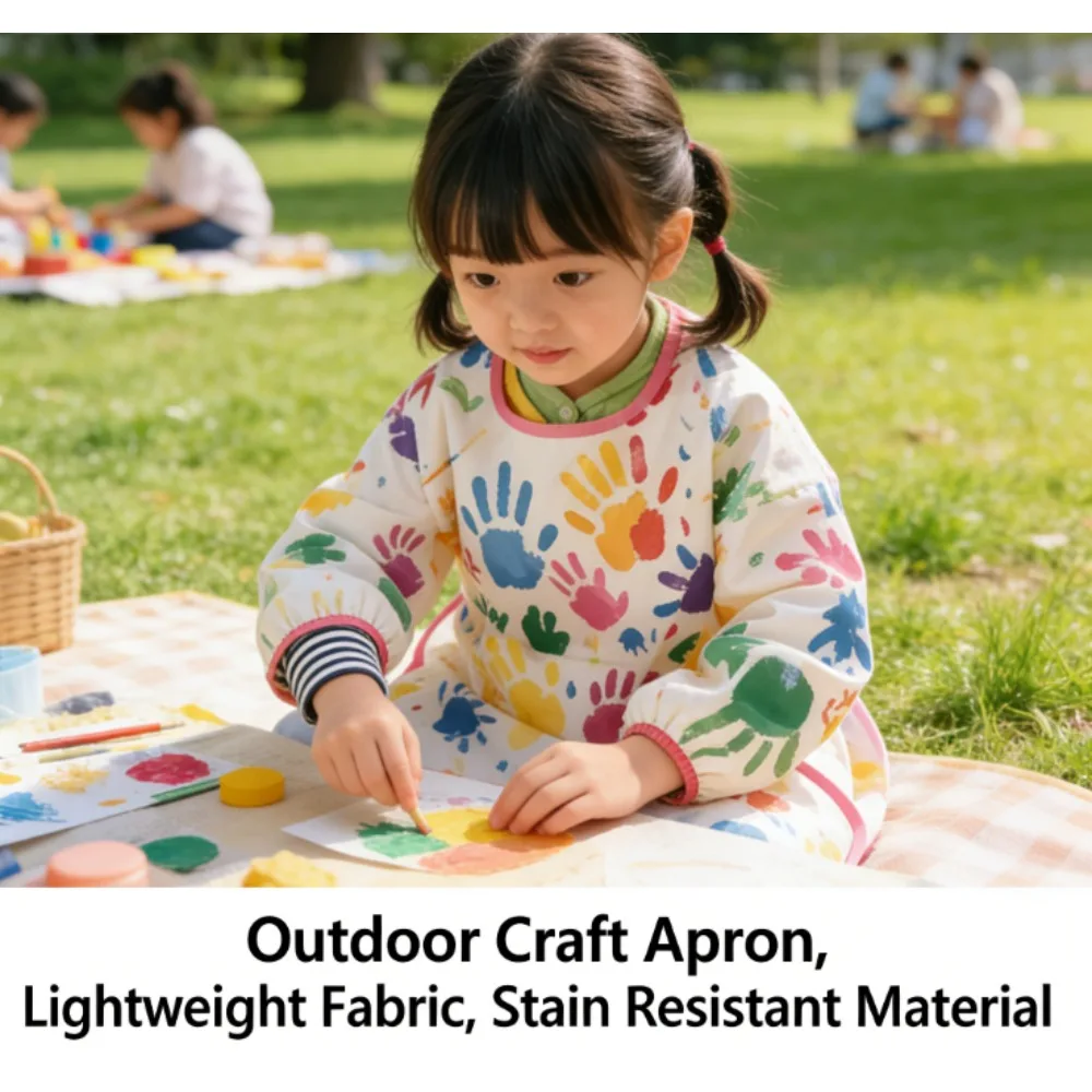 

Waterproof Kids Art Smock Long Sleeve Painting Apron for 7-13Y Children Bib for Eating and Drawing in Kindergarten