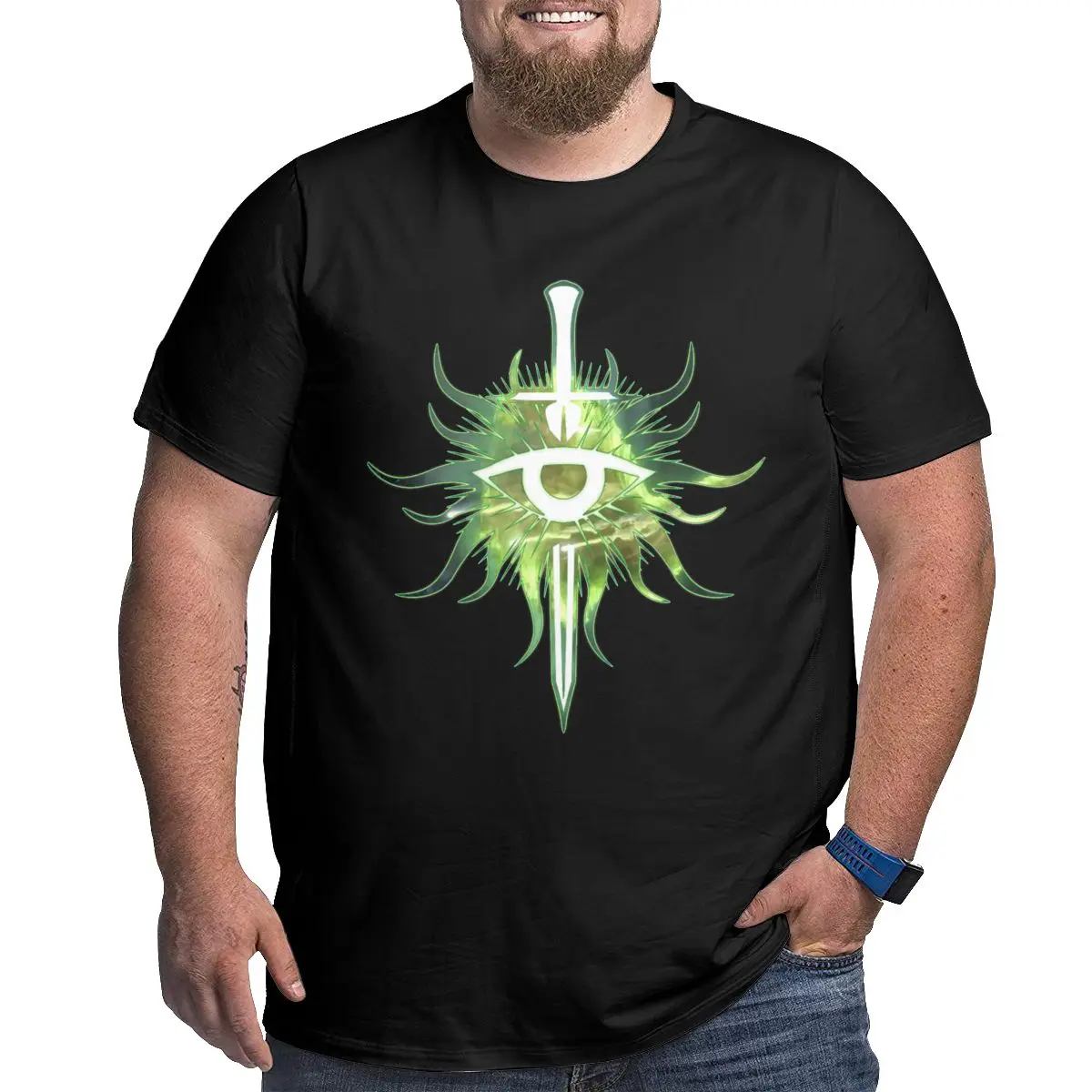 

Men Dragon Age The Inquisition casual T Shirts Cotton printed Tops graphic shirts Round Neck Big Tall Plus Size 4XL 5XL 6XL