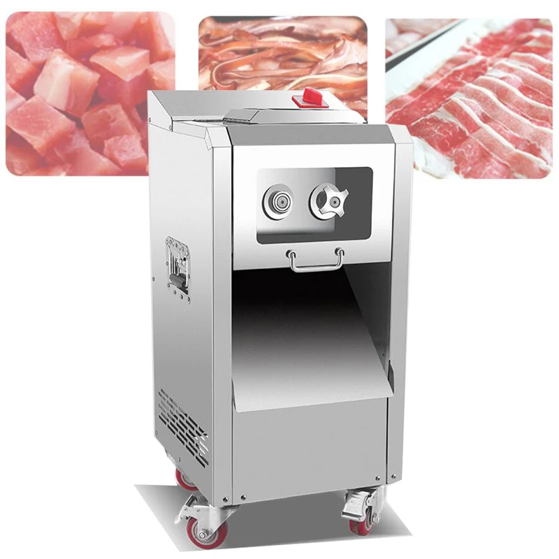 Automatic Vertical Commercial Fresh Meat Cutter Slice Pork Beef Fish Chicken Breast For Catering Restaurant Canteen Meat Slicer
