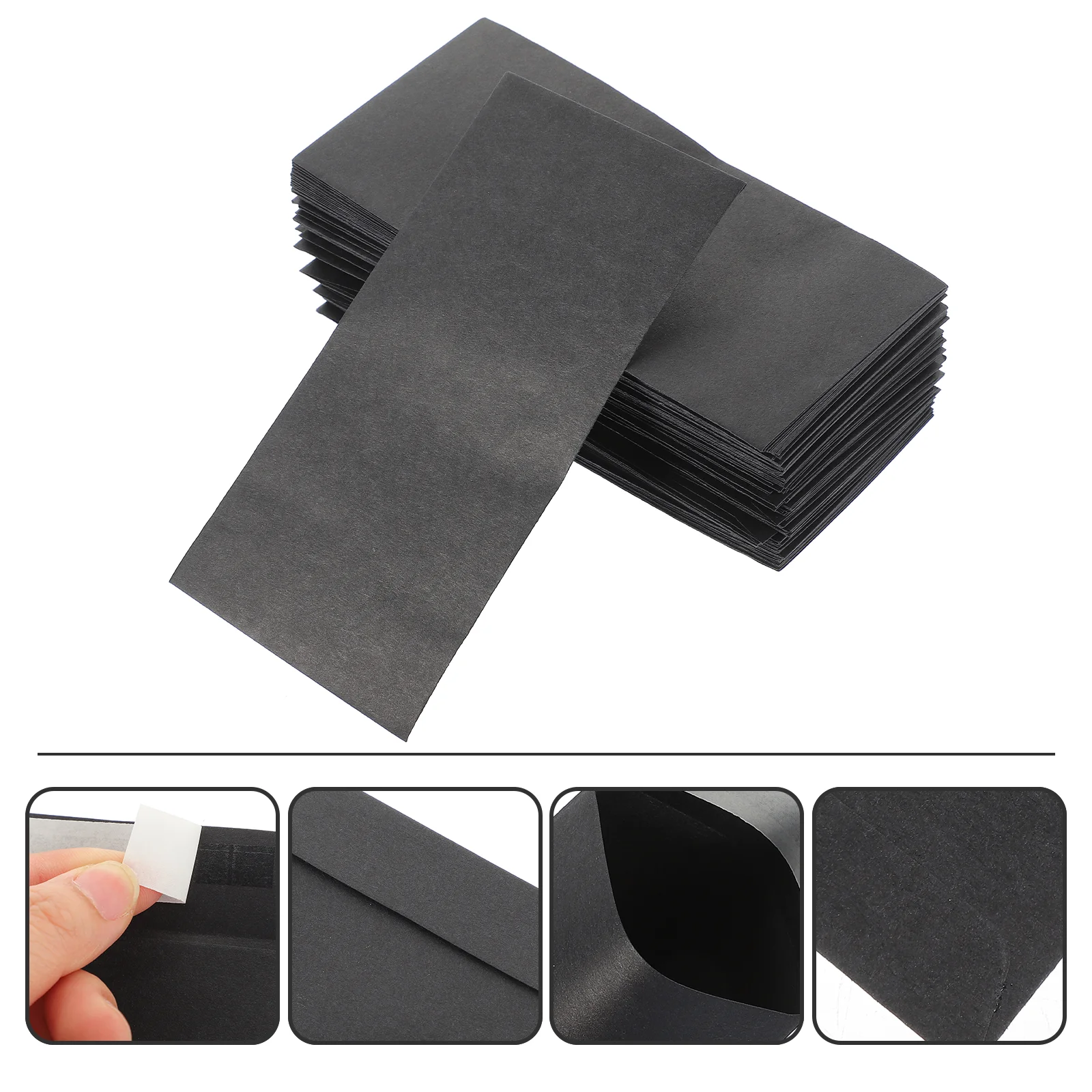 120 Pcs Coins Cash Self-adhesive Envelope Small Item Pouch Western Style Binder 16x8x01cm Money Envelopes for Saving Black