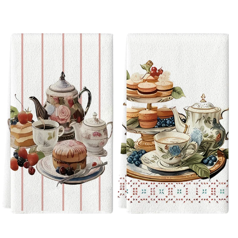 2Pcs, Dessert Cake Kitchen Towels, 40Cm*60Cm Towel Set, Best Kitchen Towels, Super Absorbent Soft Cleaning Cloth, Cooking and Baking Tea Towels, Hand Towels, Cleaning Cloths, Dishcloths, Kitchen Decoration, Living Room Decorations, Kitchen Essentials, Home Essentials