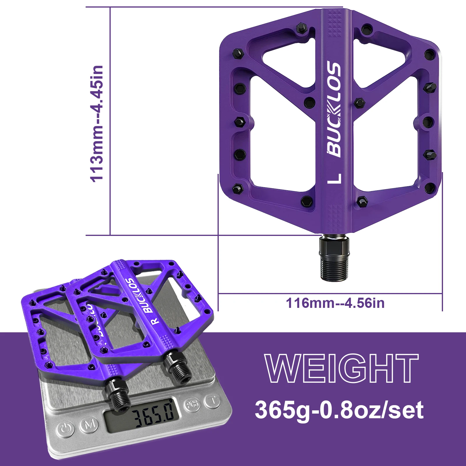BUCKLOS Pedale DU Lager Fahrrad Pedal Plattform Ultraleicht Nylon Straße Mountainbike Pedal Rutschfeste MTB Flache Pedale Fahrrad Teil