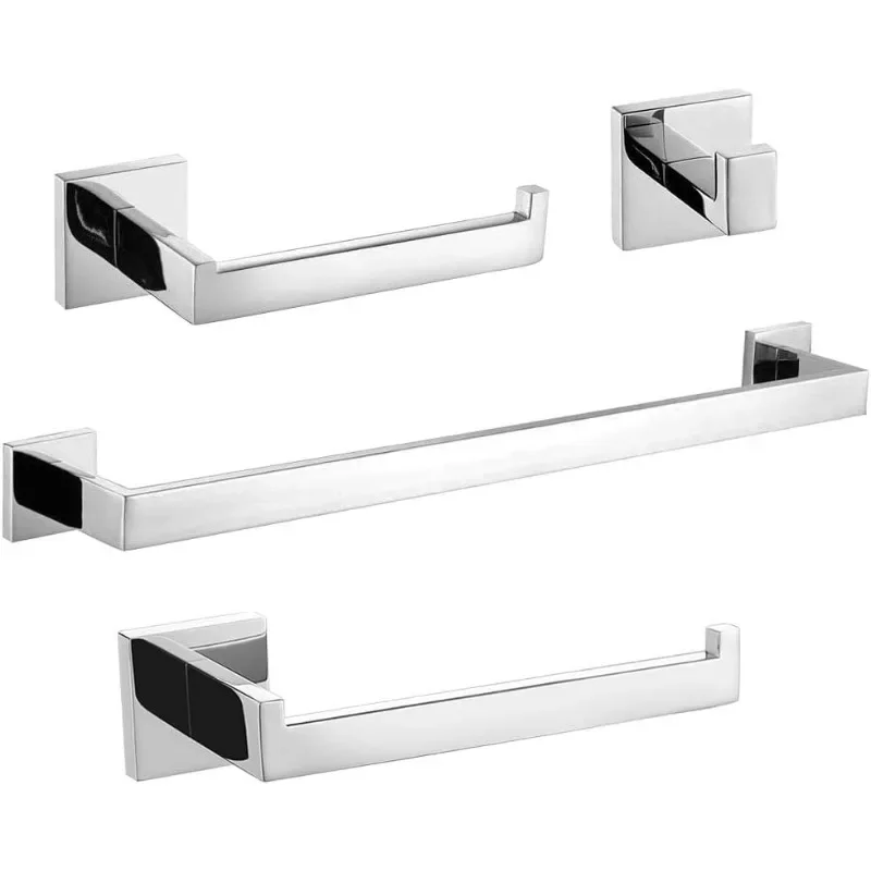 

Bathroom Accessories 4-Pieces Bathroom Hardware Set Polished Chrome Towel Bar Set Stainless Steel Towel Holder Set