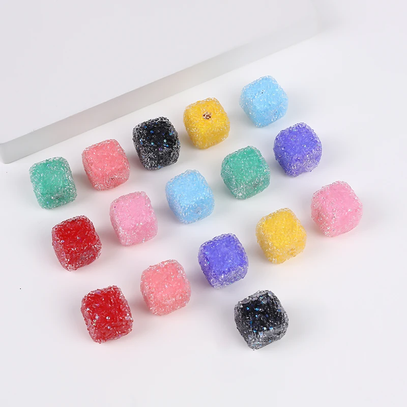 10 pcs/lot Original Beadable Pen DIY Colorful Resin Block Granulated Sugar Beads Mobile Chains Handmade Beading Materials N264