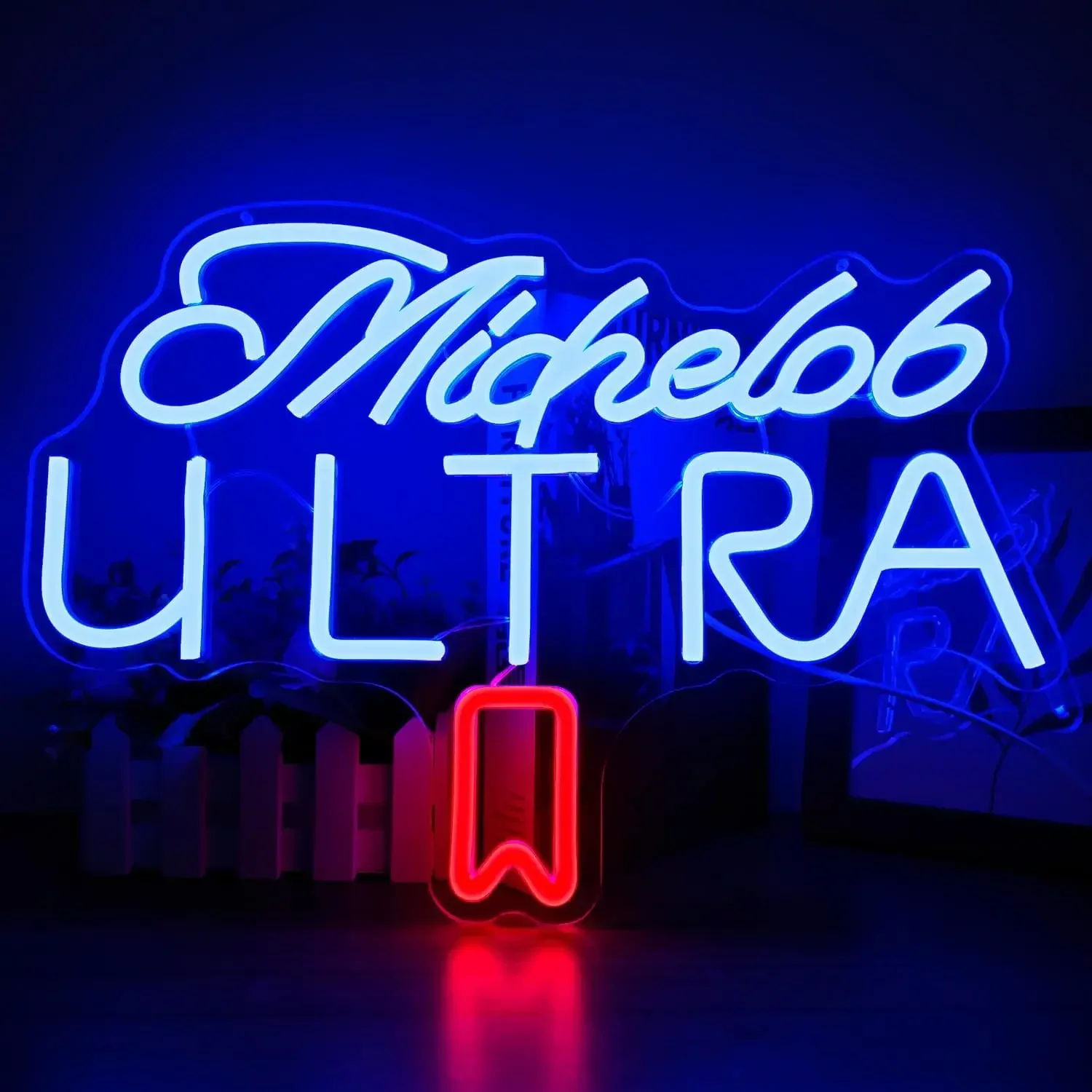 Michelob ULTRA Beer Neon Sign Blue Red LED Wall Art USB Powered Acrylic Glow Lamp Bar Decor Home Pub Party Lover Novelty Gift