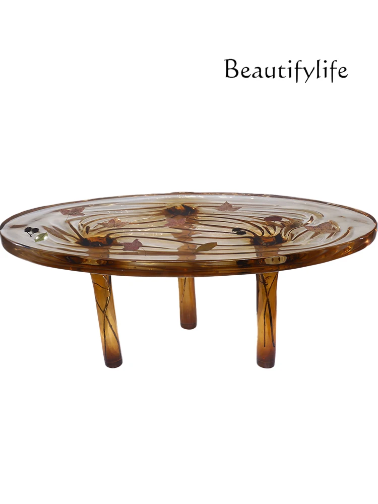 

Light Luxury Transparent Resin Circle and Creative Coffee Table Simple Living Room Home Small Apartment Coffee Table