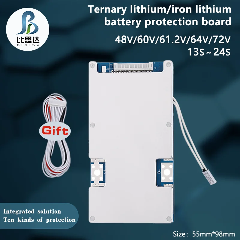 Bisida 86.4V 88V BMS 24S Li-ion charging protection board 100A/150A/200A with balanced for electric vehicle battery pack