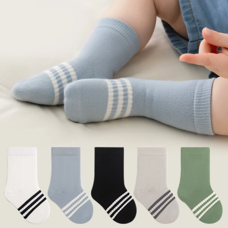 5 Pairs Cartoon Baby Socks Sport Children Socks Soft Toddler Socks For Student Wear Resistant Kids Socks For Girls And Boys