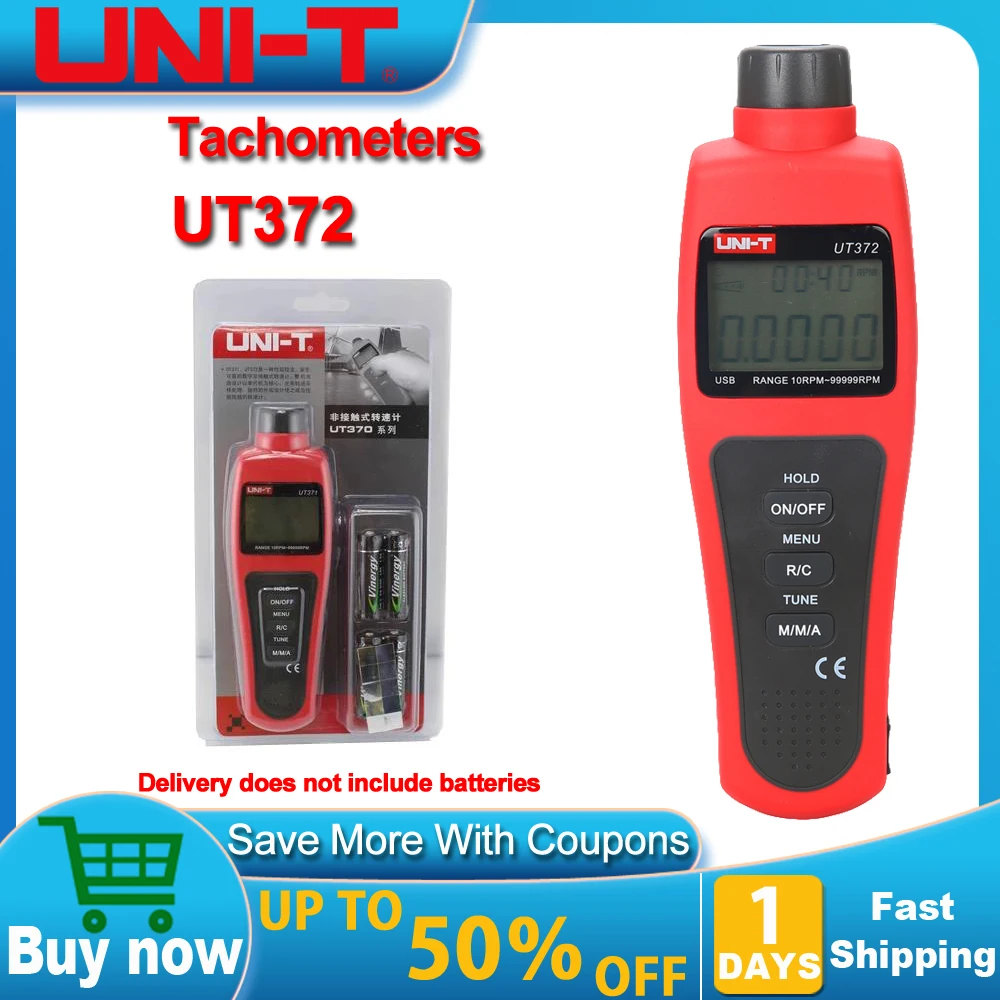 UNI-T UT372 Non-Contact Digital Tachometers Rotate Speed Measuring Meter 10-99999RPM USB Data Transmission