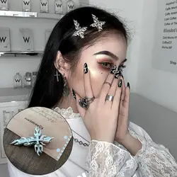 New Punk Hip Hop Flame With Cross Hair Clip Acrylic Metal Hairpin Barrette Hair Accessories for Women Men