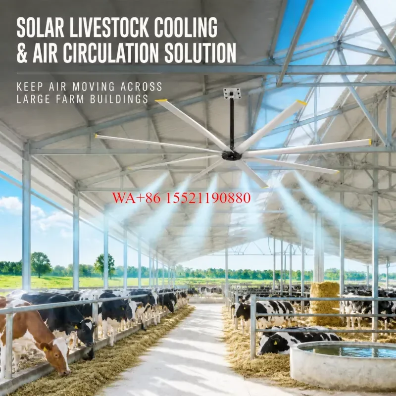 WMWMNU for 3m 10FT Solar HVLS Fan for Livestock Farm Large Ceiling Fan for Cattle Dairy Poultry Barn Ventilation Air