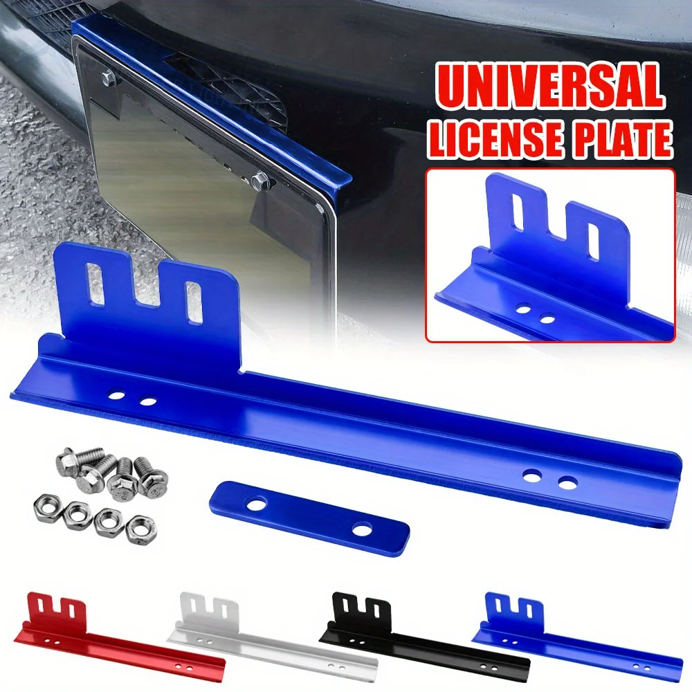 1set Universal License Plate Frame Decoration Aluminum Adjustable Car Bumper Front License Mount Bracket Holder for Most Models