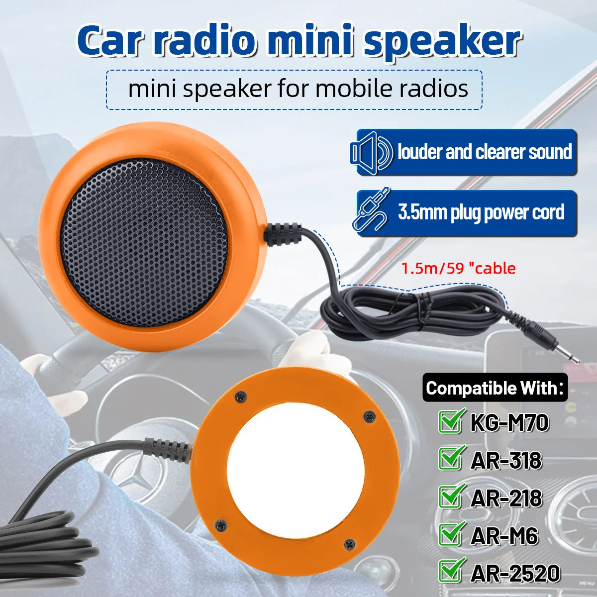 

ABBREE Mini Car Radio External 3.5mm Jack Speaker for Mobile CB Radio Clear Sound 3.5mm Plug Audio Speaker For AR-318 KG-M70