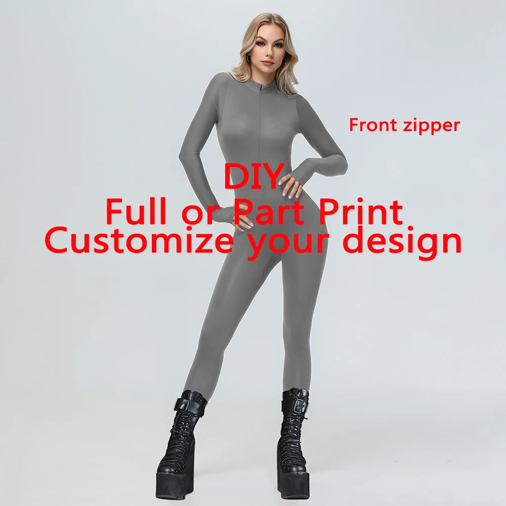 

Custom Made Your Own Design DIY 3D Digital Printed Personality Cosplay Costume Spandex Zentai Bodysuit Front zipper Birthday Gif