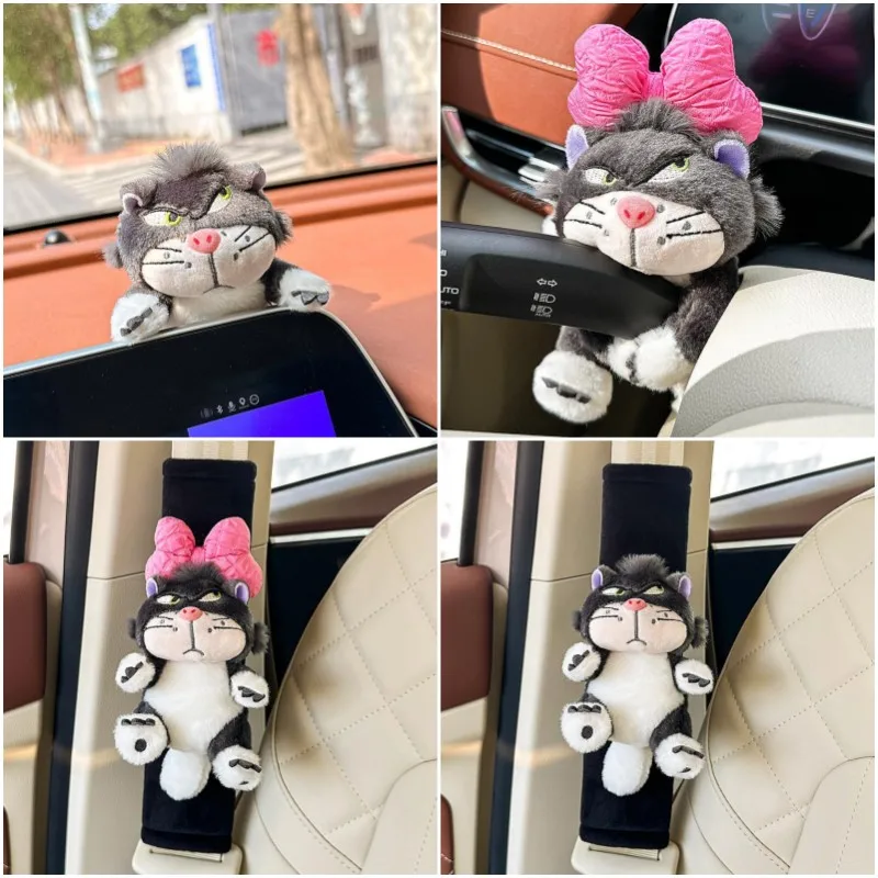 

Disney Anime Cartoon Car Seat Belt Cover Lucifer Plush Doll Wiper Turn Signal Decorate Accessories Auto Shoulder Protectors