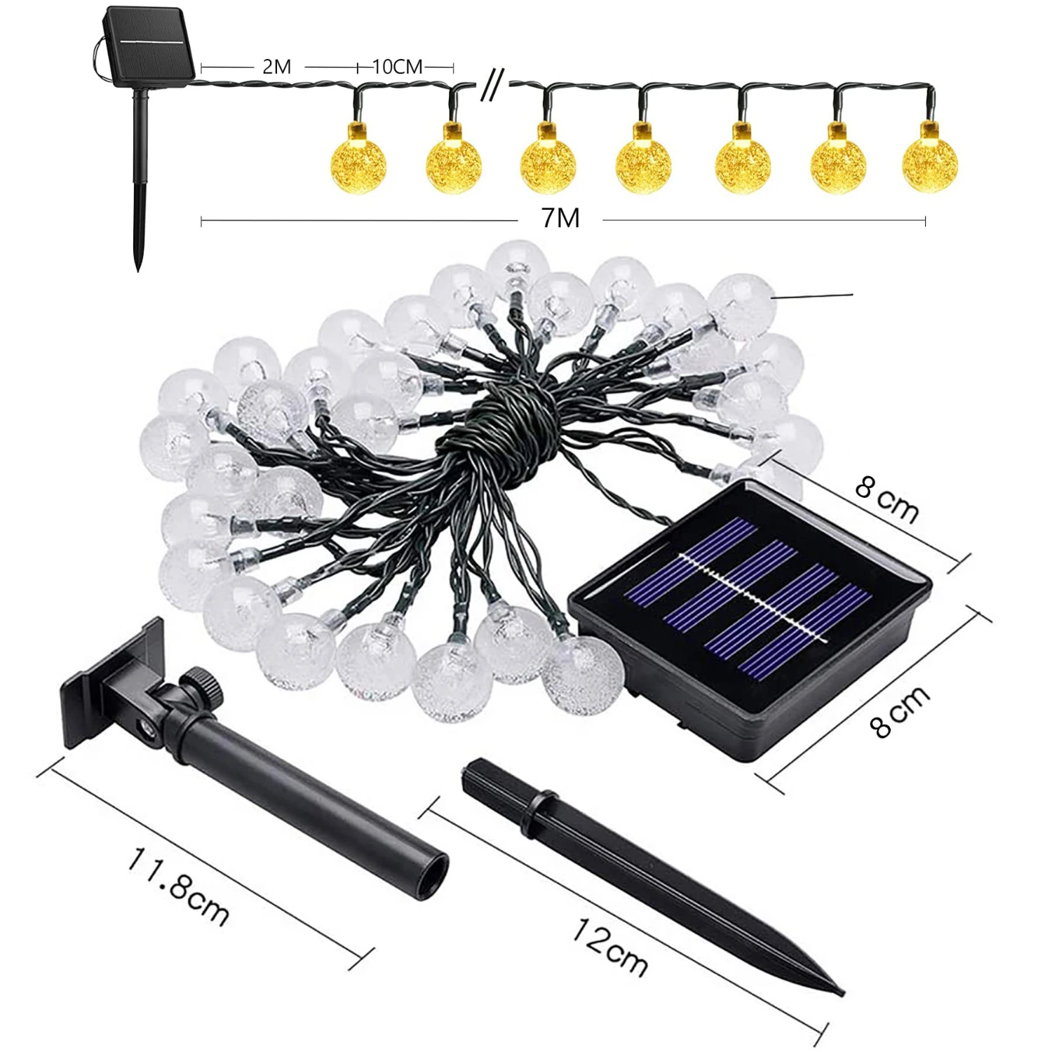 New Long Lasting Waterproof Outdoor Solar String Lights - 40 Ft 50 LED Crystal Ball Lights Powered by Solar for Party Wedding Ch