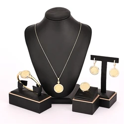 Luizada 2022 Wedding Jewelry Set Women's Shiny White Stone Metal Necklace Earrings Rings Bracelets Party Wedding Accessories