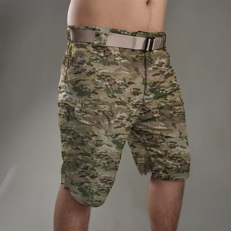 Shorts táticos urbanos para homens, calções de carga impermeáveis resistentes ao desgaste, secagem rápida, calças de caminhada com vários bolsos, ao ar livre, tamanho grande