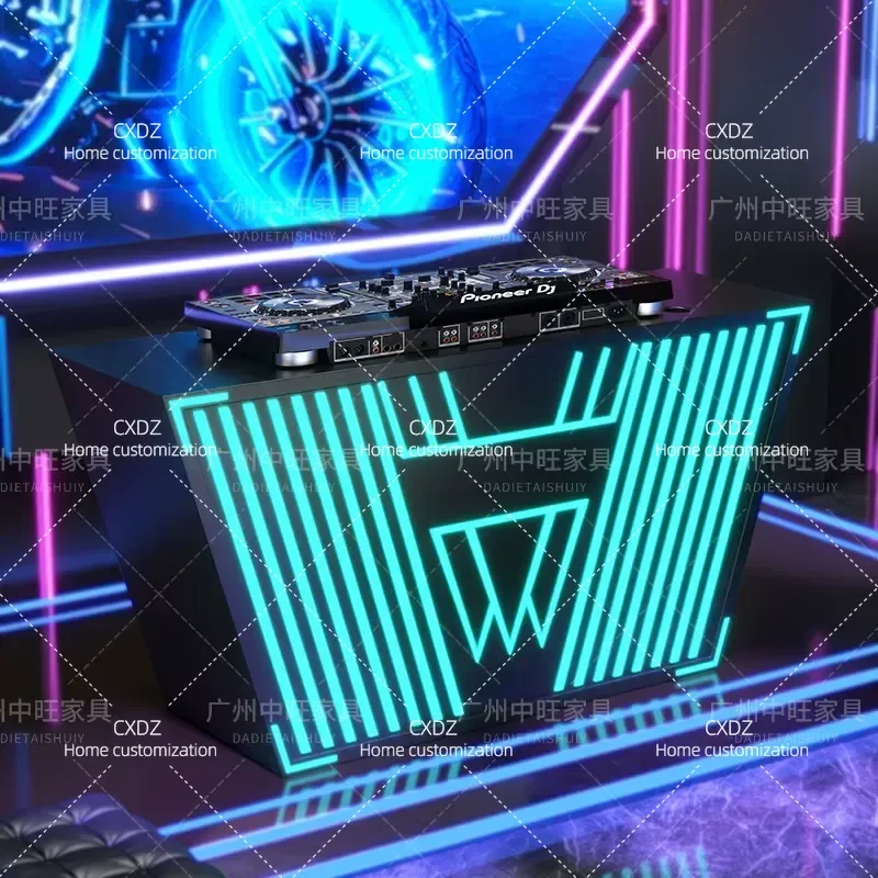 Luminous DJ Table Movable Disc Player Bracket Mixing Console Stand Customizable Design for Home Studio Performance Setup