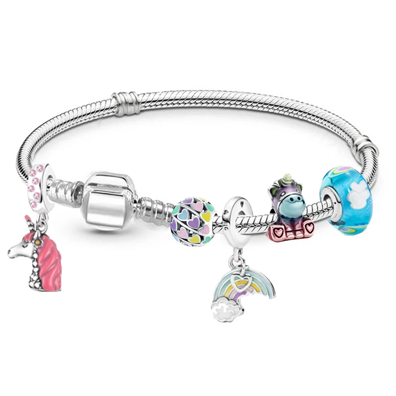 Colorful Dream Unicorn & Fairy Tale Prince Charm Bead With Pendant Fit Jewelry Gift DIY Bracelet Making For Women New Desgin