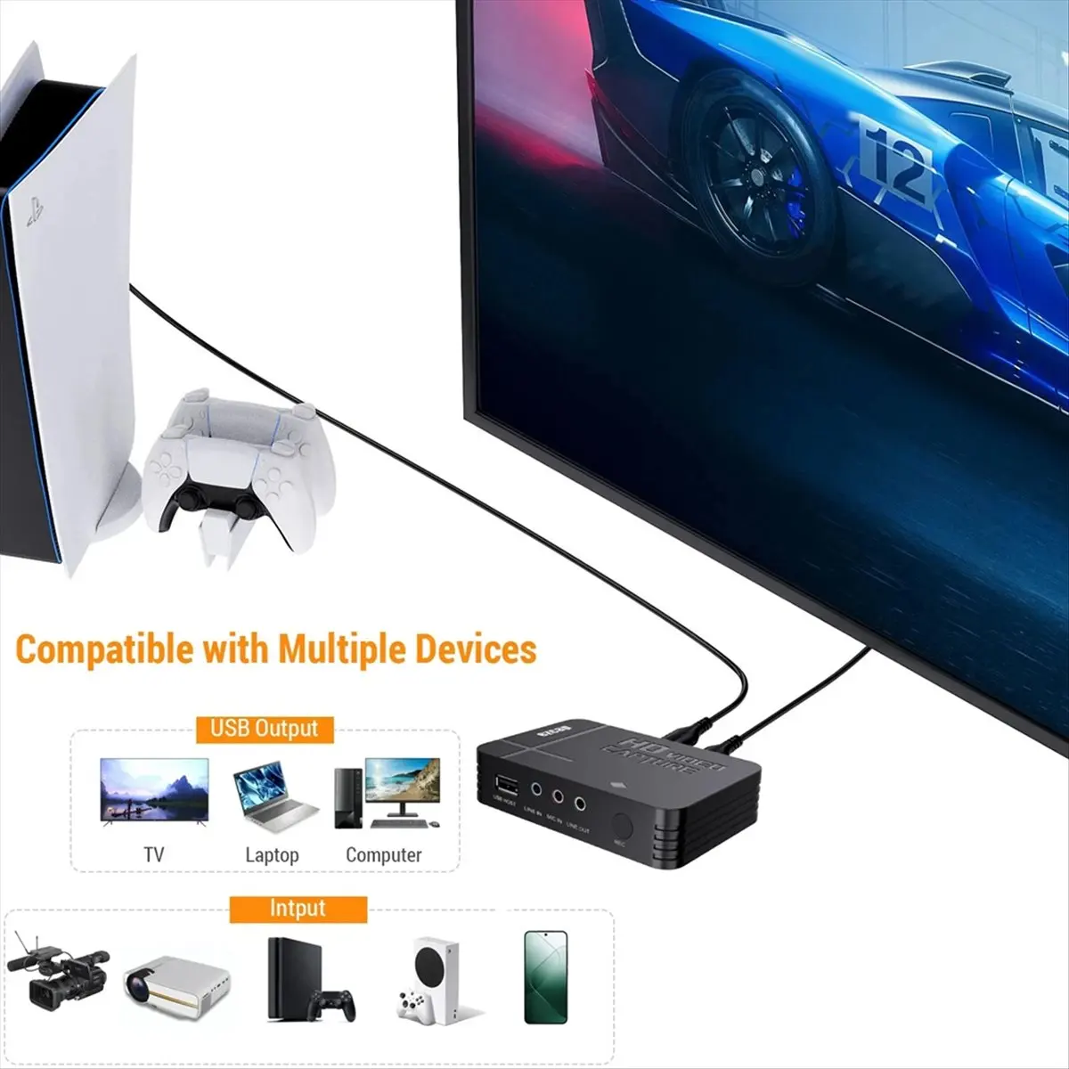 SCLS  288P HD Video Capture Card 1080P High Clear Game Recorder Cam Link USB Video Capture Device for Game Live Streaming