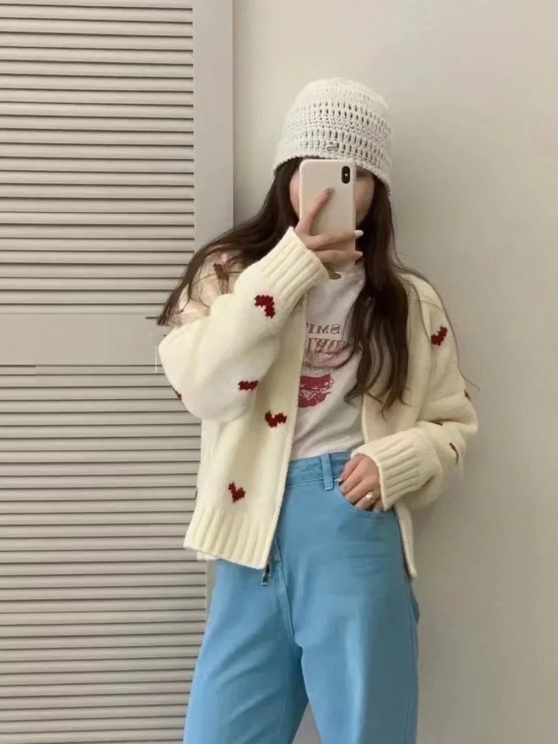 

Autumn Winter New Korean Lazy Sle High-End Sweater Straight Tube Loose Knitted Cardigan Women's