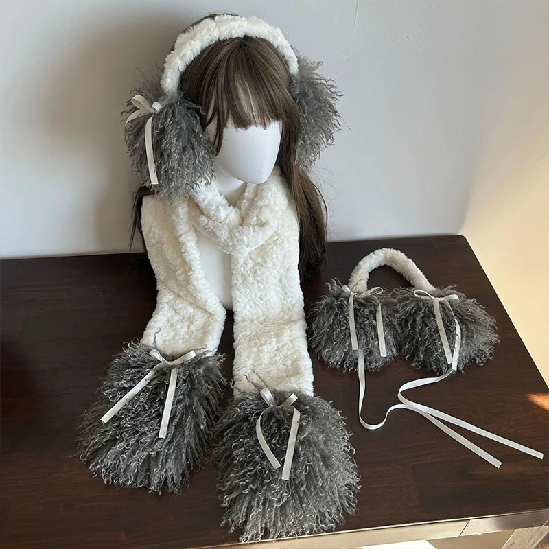 

Korea Soft Plush Earmuffs Warm Scarf Autumn Winter Japanese JK Women Ear Protection Hairband Tassel Scarf Y2k Spice Girls Scarf