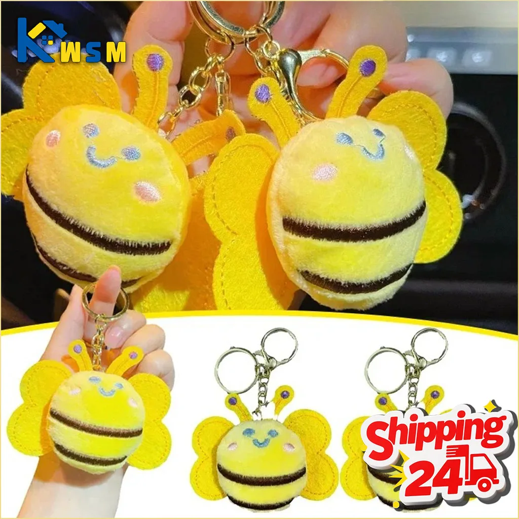 LLavero de peluche de abeja bonito de 1 a 20 piezas, llavero de muñeco de Animal de dibujos animados para bolso, mochila, bolso, decoración, regalo para niñas, abalorio de juguete