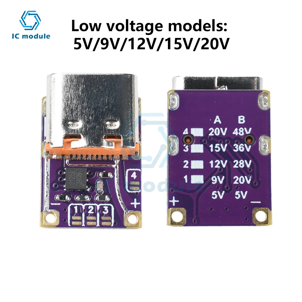 

PD QC Fast Charging Module Type-C Fast Charging Trigger Decoy Module 5V-20V/20V-48V Output for DIY Power Bank