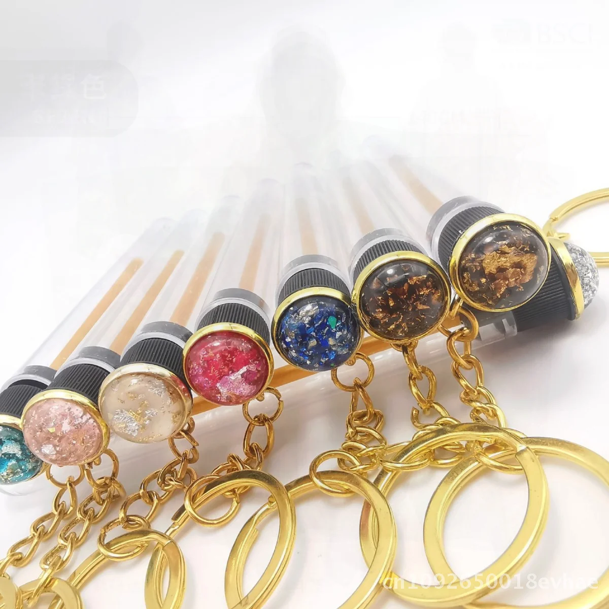 2024 피쉬테일 컬러 포일 키체인 마스카라 브러쉬 프놈펜 일회용 속눈썹 빗 링 테스트 튜브 멀티컬러 7g 내용량