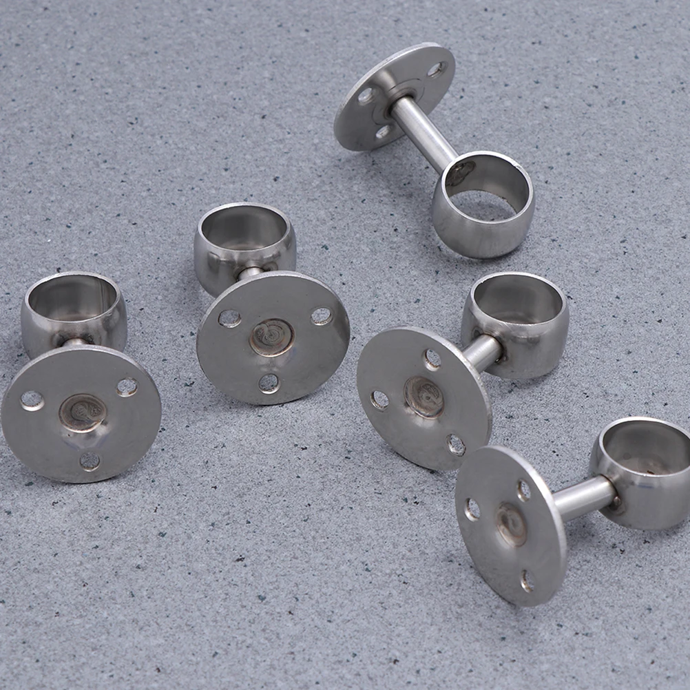 

4pcs Stainless Steel Closet Rod Holders Heavy Duty Universal Bracket Shower Curtain Wardrobe Pole Support Hardware