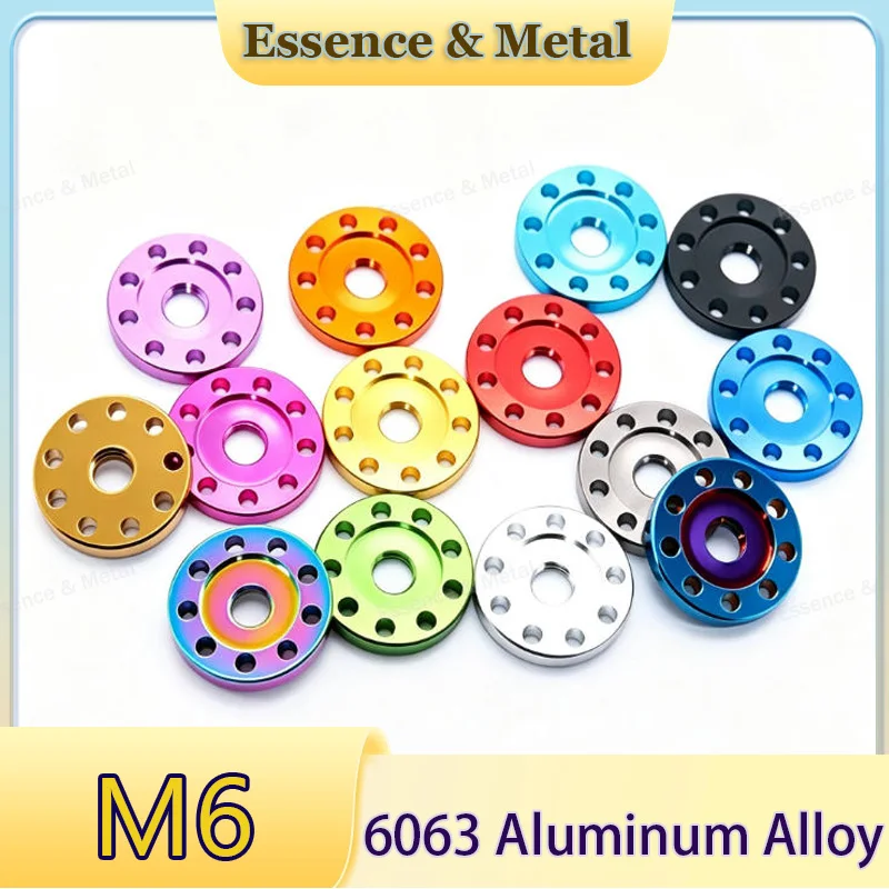 Aluminum Alloy Decorative Multi-Hole Flat Washer M6 9-Hole Flat Washer Nut  Anodized and Vacuum-Deposited PVD Washer 3mm Thick