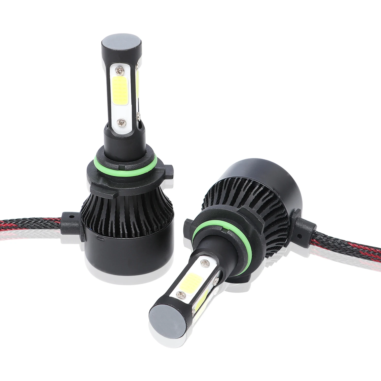 2Pcs Car LED Bulbs 4Sides 9005/HB3 9006/HB4 H4 H7 H11 H13 9004 9007 6000K White 8000K Ice Blue 30000LM High Beam Angle 360 Degre