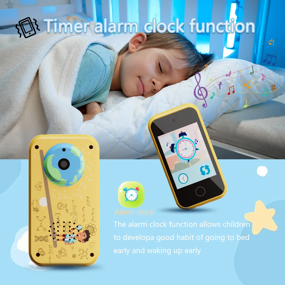 Juguete de teléfono móvil táctil inteligente para niños, cámara para niños con calendario despertador mp3, adecuado para niños y niñas de 3 a 12 años