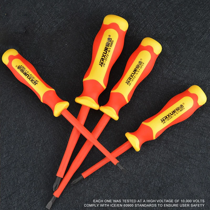 Insulated Screwdriver Cross Electrician Screwdriver High-Voltage Flat Head Screwdriver Magnetic Plum Blossom Screwdriver Cone