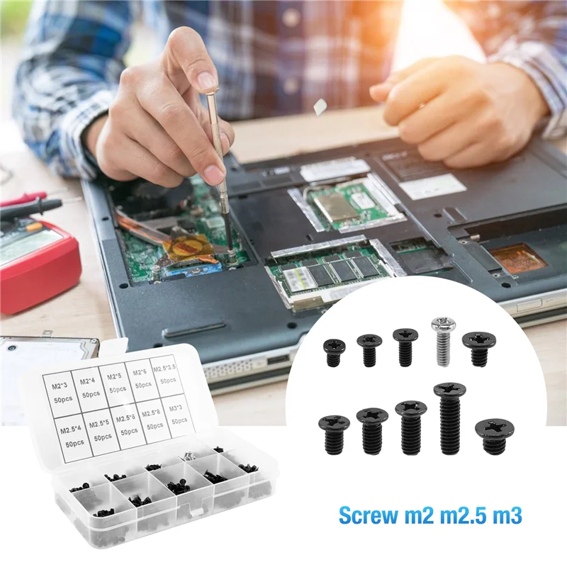 Efficient-500 Buah Kit Pengganti Sekrup Universal Laptop M2, M2.5, M3 untuk Lenovo Toshiba Gateway Samsung HP IBM Dell Acer As