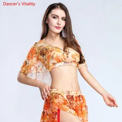 Light purple/Orange For Women Belly Dance Chiffon Top Tribal Sexy Costume V-neck  Neck Shawl Top 2802