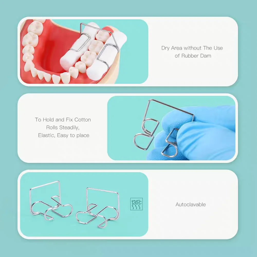 20/10/5Boxes Dental Orthodontic Cotton Roll Clip Stainless Steel Autoclavable Cotton Roll Holder Dentistry Lab Tools 4Pcs/Box