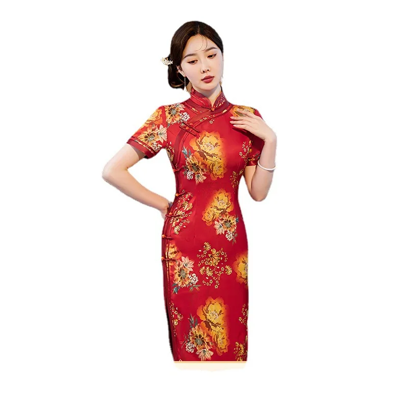 Cheongsam Evening Dress Printed Wedding Daily Sexy Old Shanghai Elegant Modified Temperament Banquet Clothes