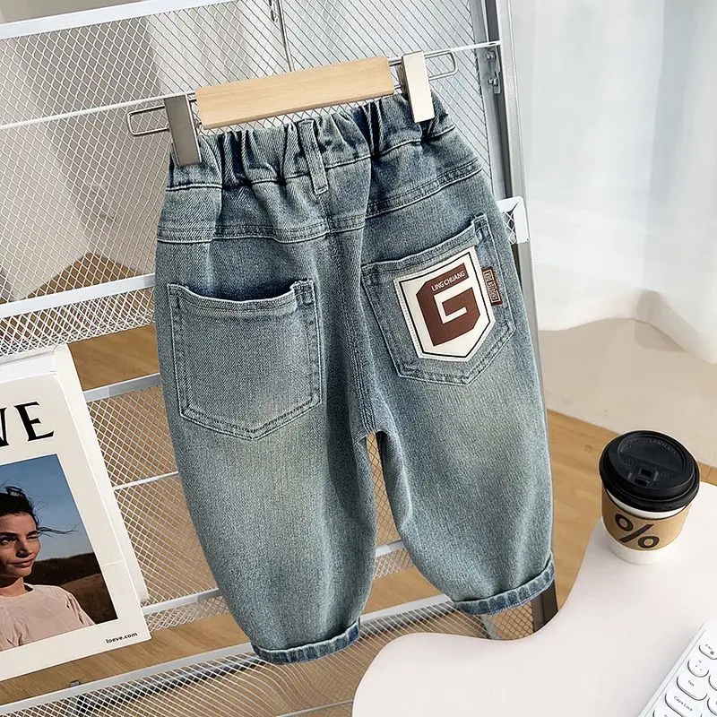 Boys Letter G Jeans Spring Autumn Children\'s Wear 2026 New Baby Boys Korean Pants Handsome Children\'s Spring Versatile Pants