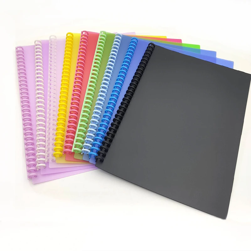 2 Sheets A4 30 Hole Binding Cover & 10mm 30 Holes Plastic Loose-leaf Ring Binder Strip Spiral Binding Set School Accessories