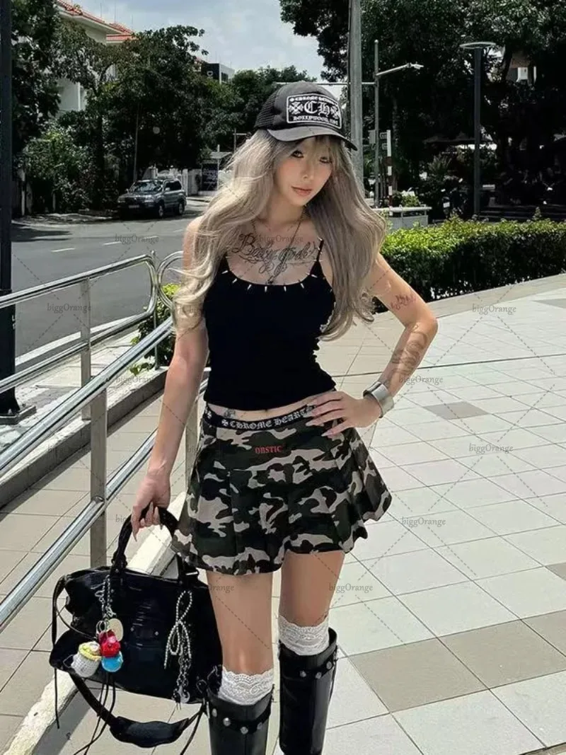 Y2K neue High-Street-Mode sexy Frauen Kleidung 2025, Gothic Original Suliu Nagel schlank einfarbig Riemen amerikanische Persönlichkeit Weste