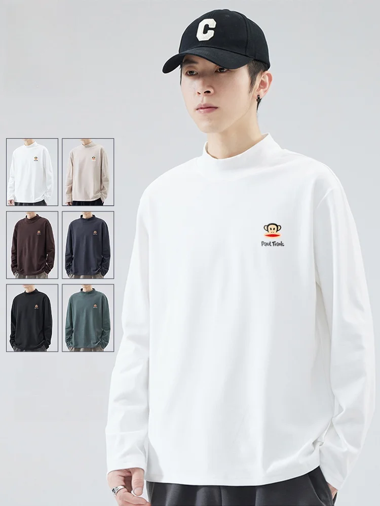 

PaulFrank M Long Sve T-irt Basic White Comfortable Fit Autumn Faion Dervo Monkey Print Casual Crew Ne Top