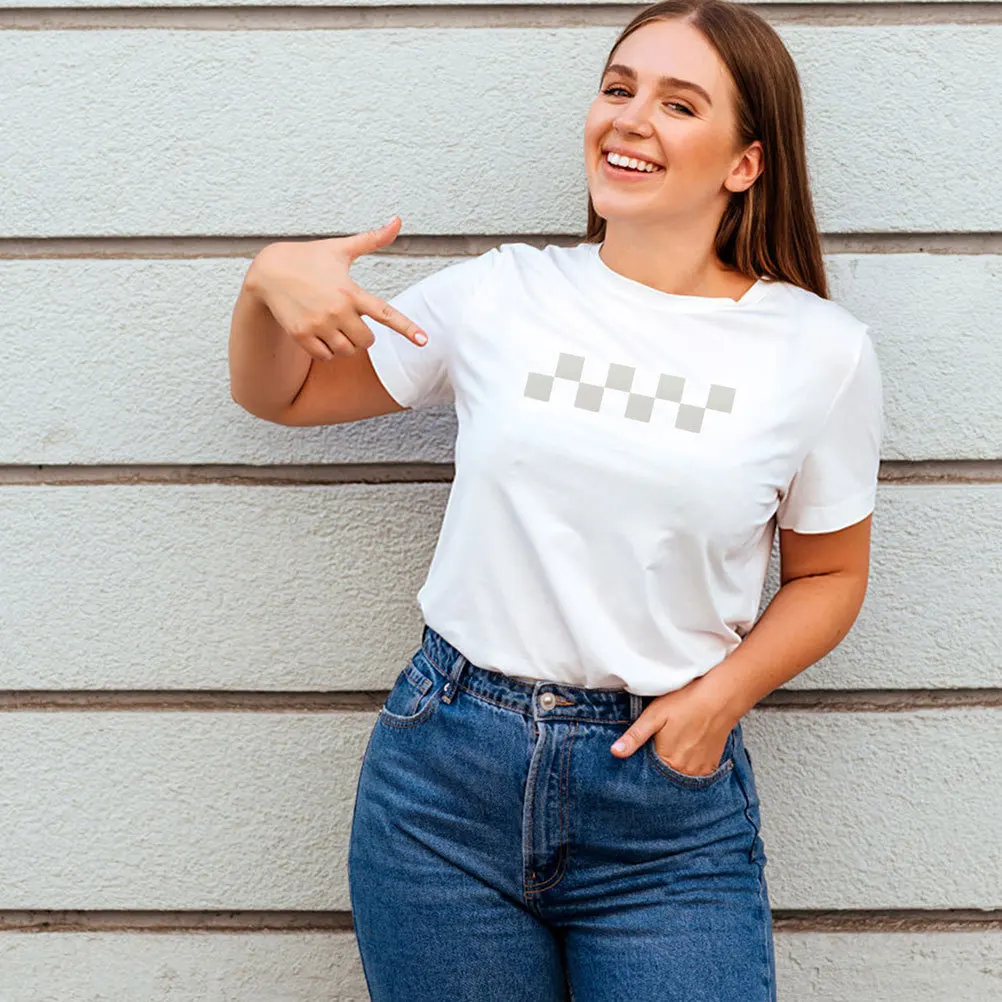 

Reflective Iron on Fabric Clothing Tape Star Check Pattern Heat Transfer Film Easy to Use with Household Iron Or Machine