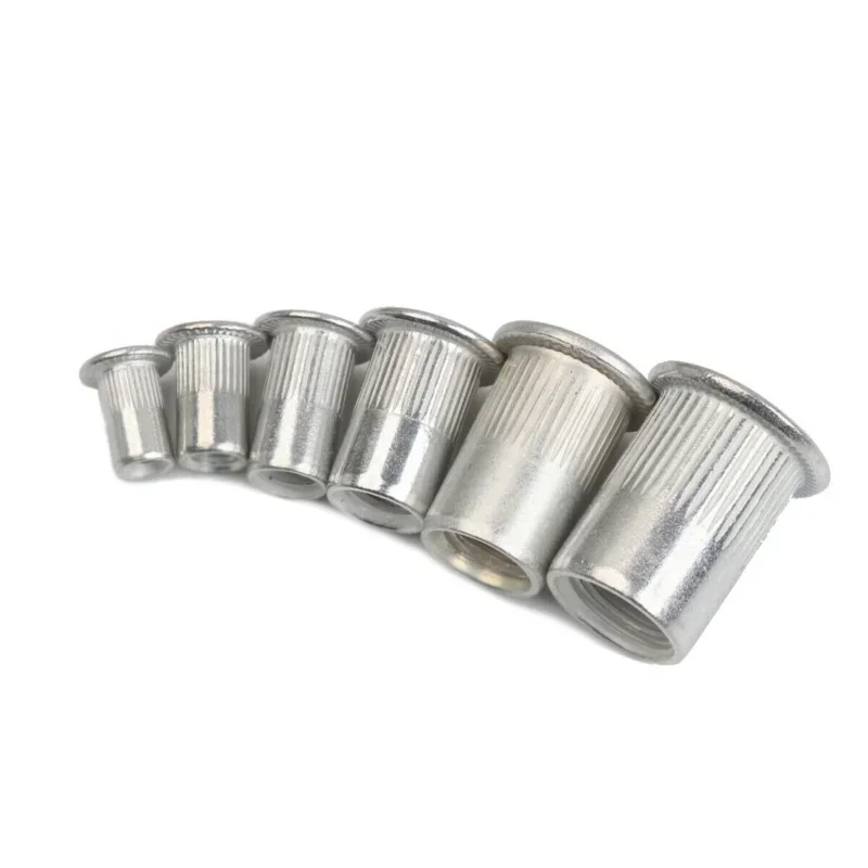 300 pz Zincato Nutserts M3 M4 M5 M6 M8 M10 Rivetto Dadi Set Inserto Filettato Nutsert Cap Testa Piatta Rivetto Dadi In Acciaio Al Carbonio