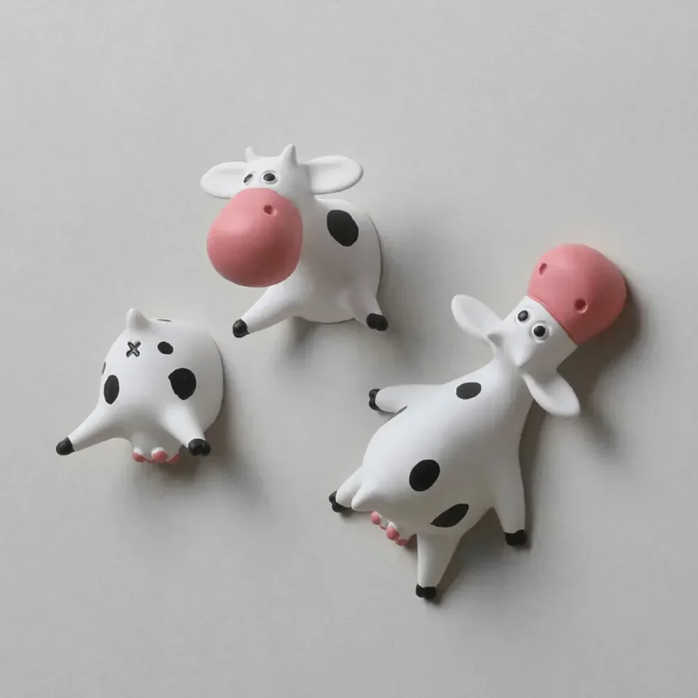 3D Resin Cartoon Cow Fridge Magnets Lying on Their Stomachs Creative Art Refrigerator Stickers