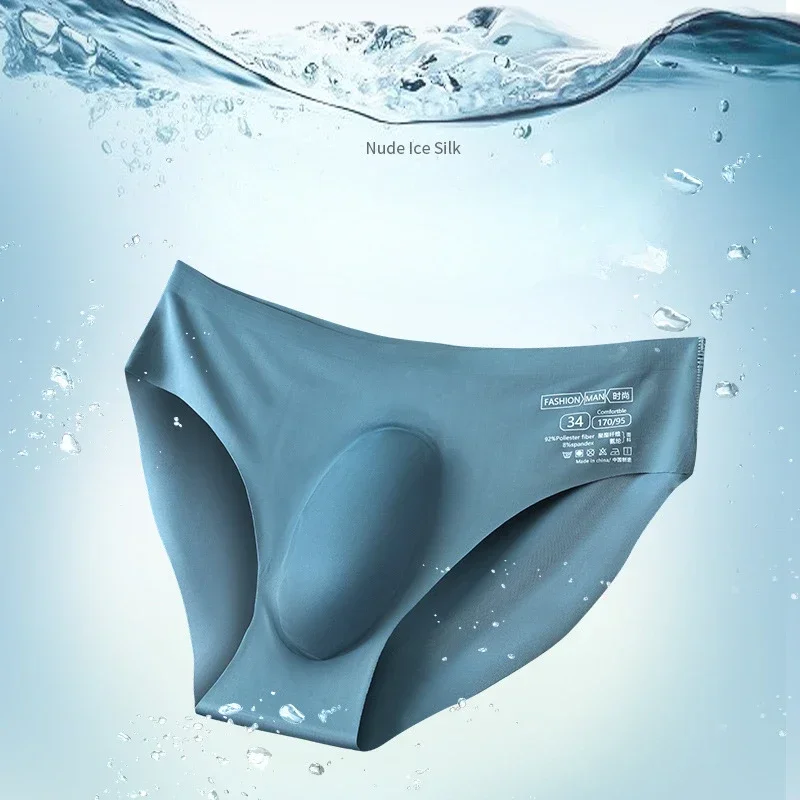 

Ice Silk Briefs Men Sexy Underwear Summer Seamless Bulge Pouch Underpants Breathable Knickers Male Breathable No Trace Panties