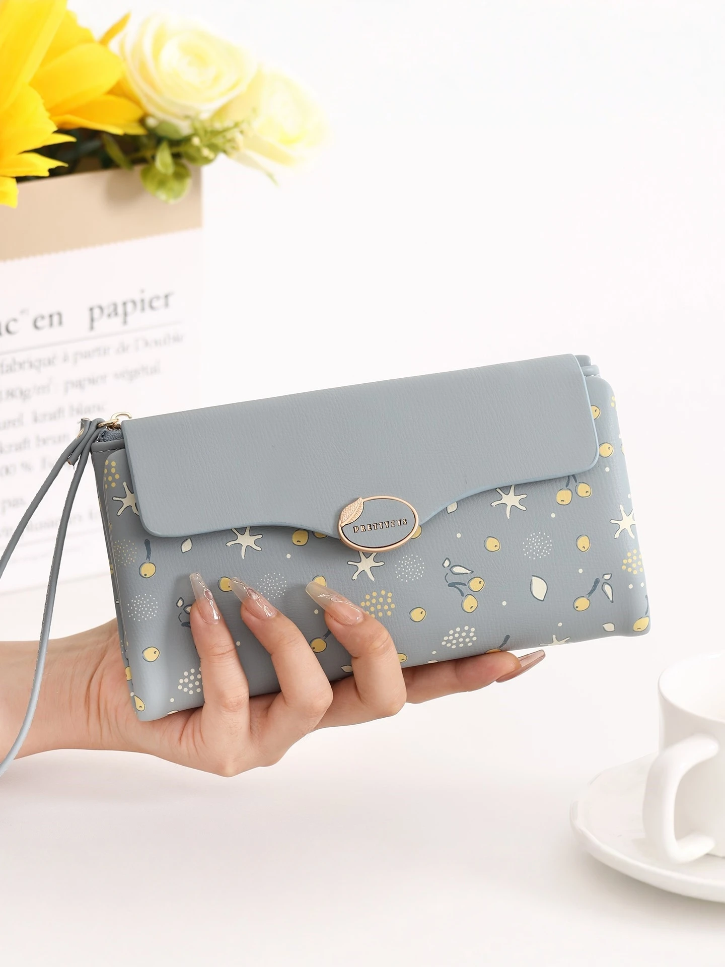 fashionable-long-women's-wallet-bhj-korean-style-printed-zipper-document-storage-bag-youth-pu-leather-card-holder-photo-holder